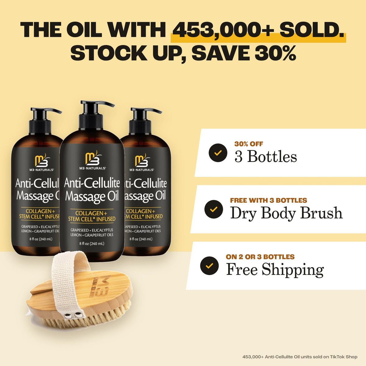 One oil for all 5. Get 3 and the brush is included.