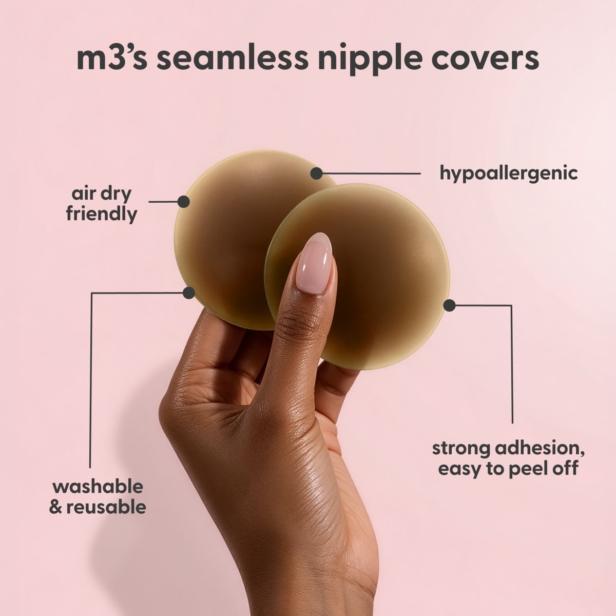 Reusable Stickies Nipple Covers, Cocoa