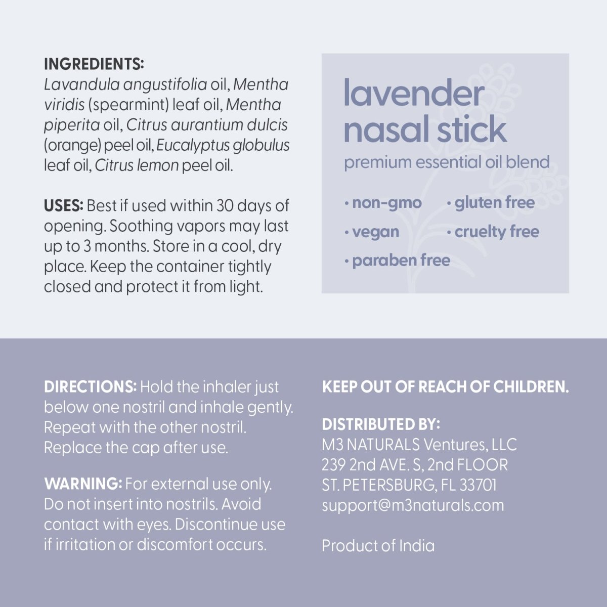 Nasal Inhaler, Lavender, 4ct