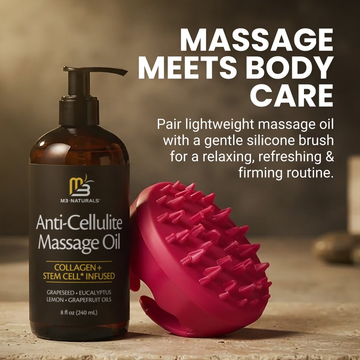 Anti-Cellulite Oil + Silicone Brush Kit