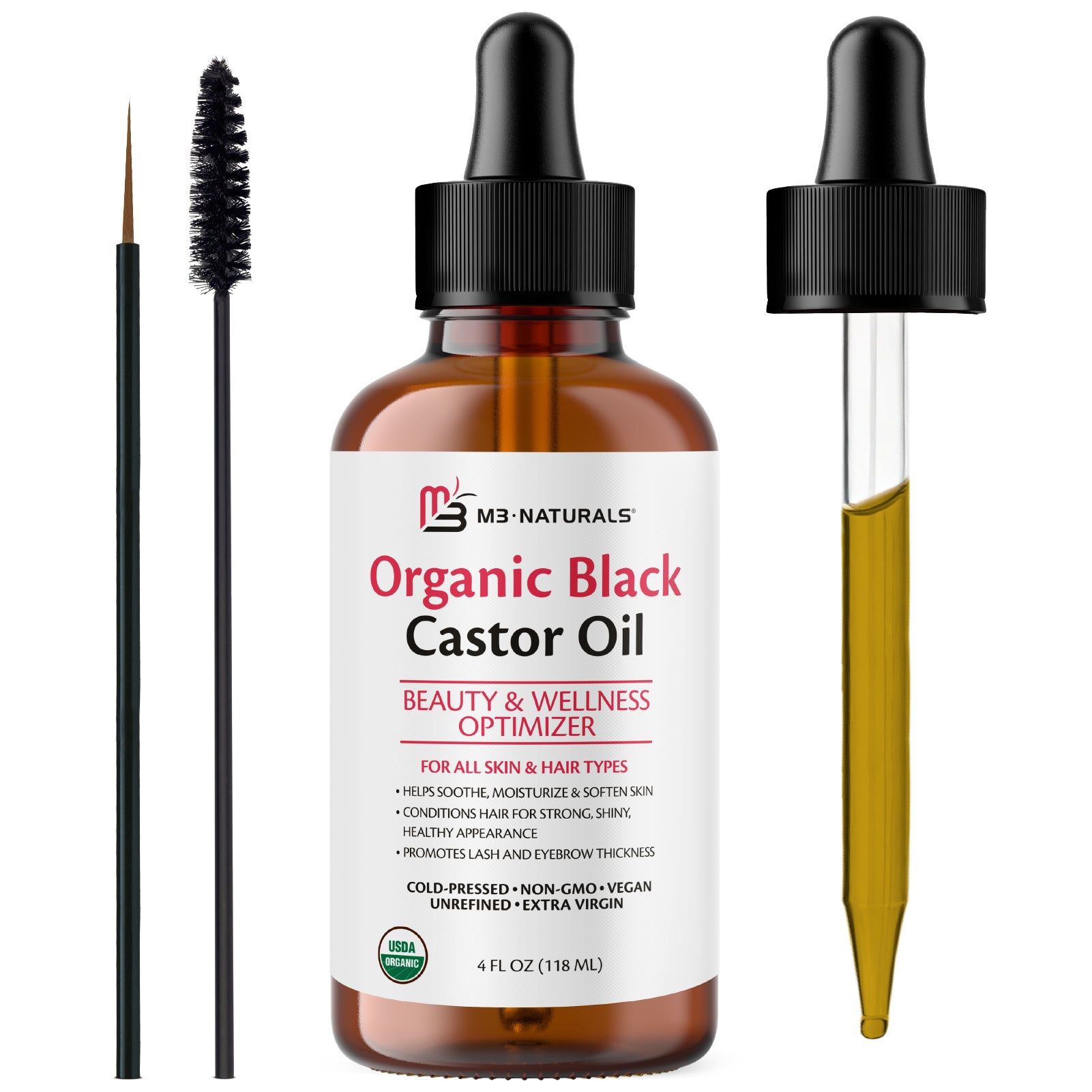 Organic Black Castor Oil Liquid, 4 fl oz