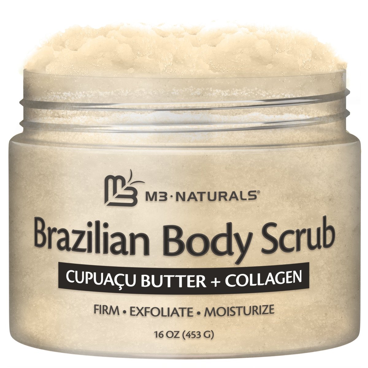 Open jar of M3 Brazilian Body Scrub 