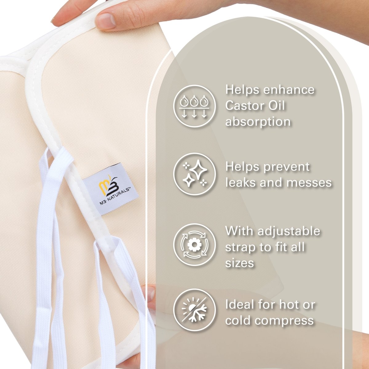 Product with text highlighting its features on a white background