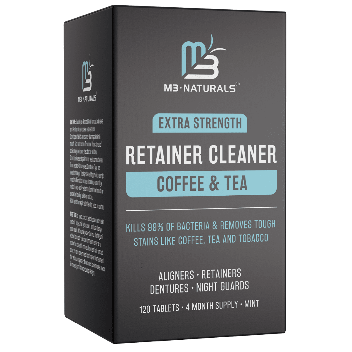 M3 Naturals Retainer Cleaner box, Extra Strength for coffee and tea.