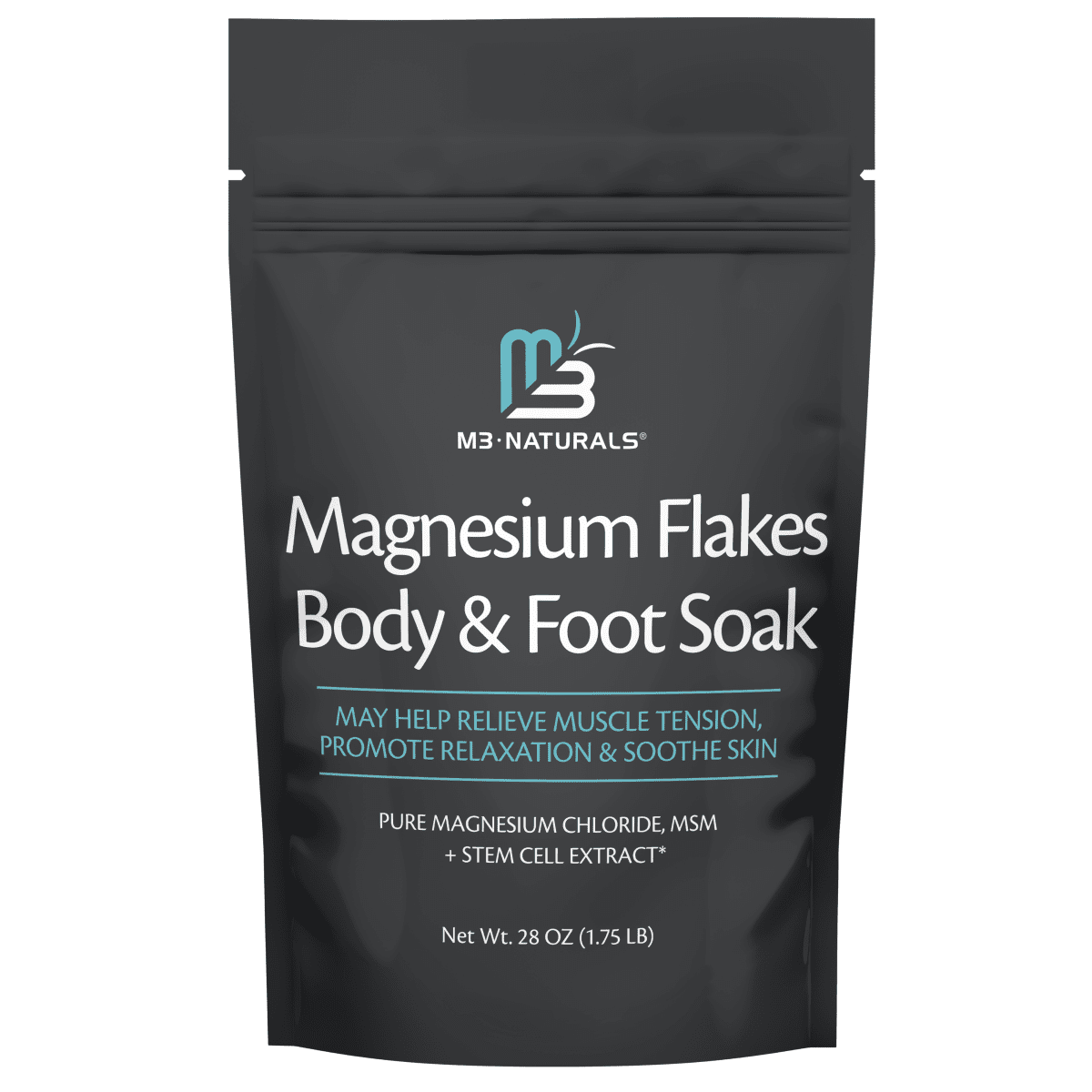 M3 Magnesium Flakes Body & Foot Soak packaging on a white background