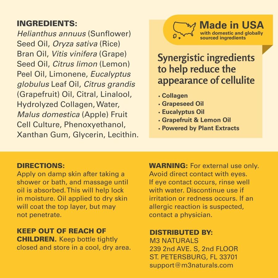 Anti-Cellulite Massage Oil ingredient label