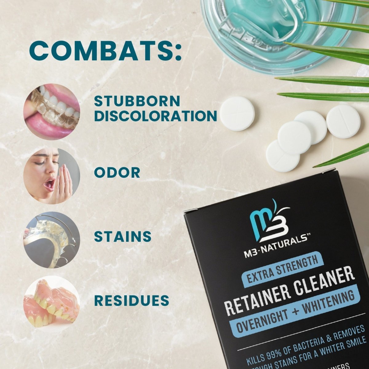 Retainer Cleaner Overnight + Whitening, Mint, 120ct