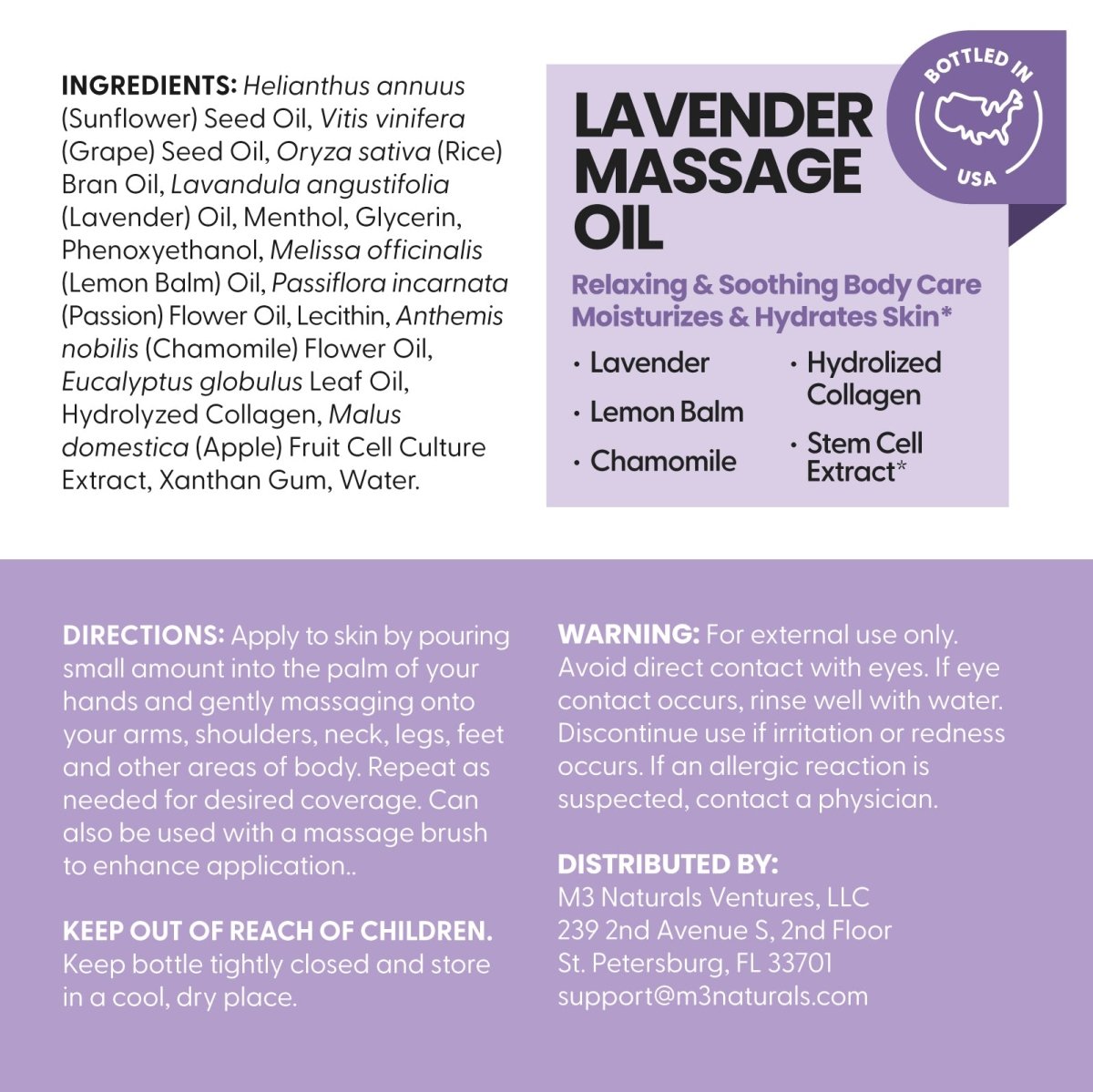 Relaxing Massage Oil, Lavender, 8fl oz