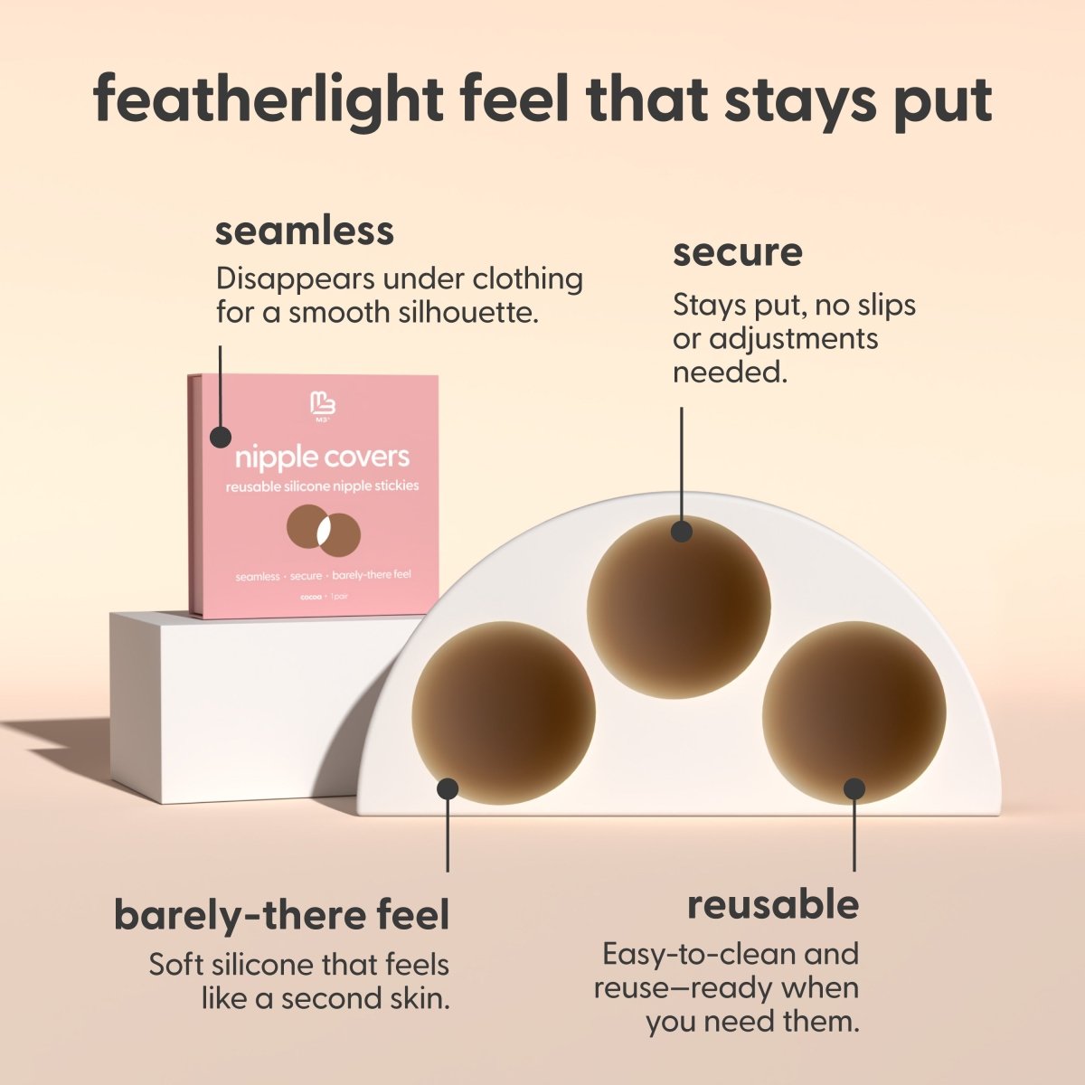 Reusable Stickies Nipple Covers, Cocoa