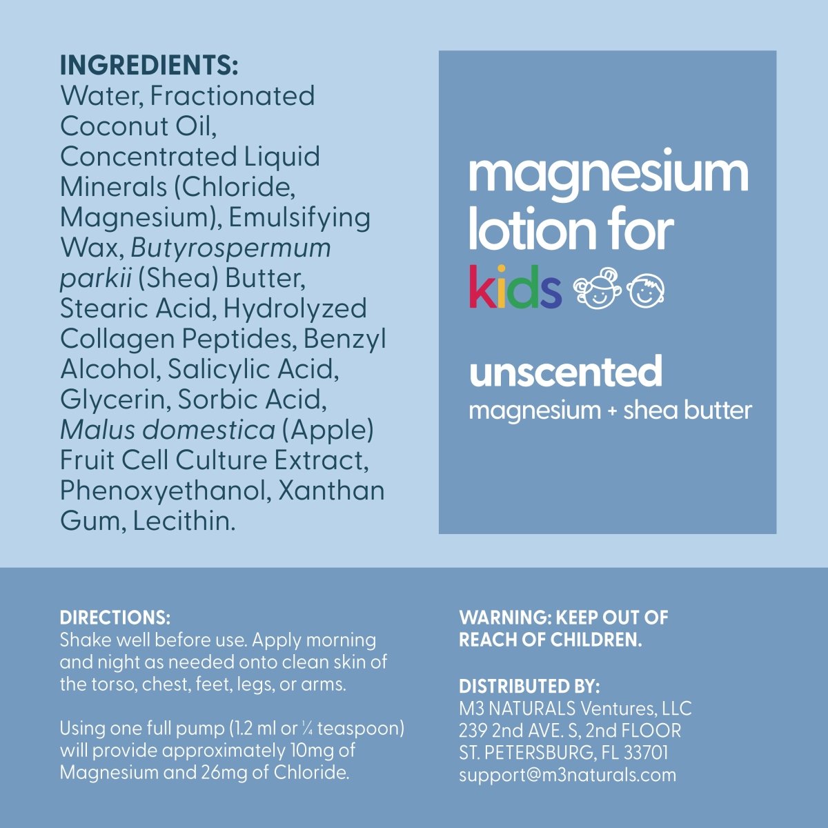Magnesium Lotion for Kids, Unscented