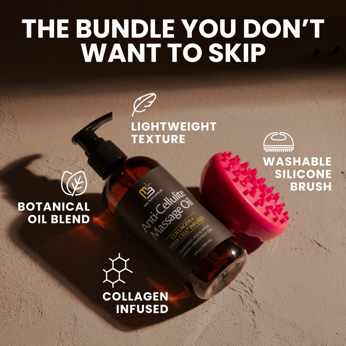 Anti-Cellulite Oil + Silicone Brush Kit