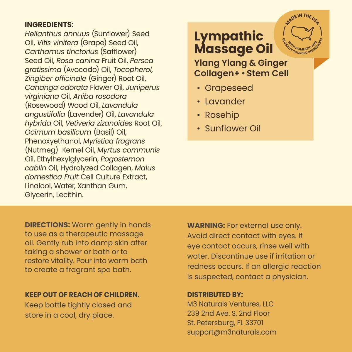 Lymphatic Massage Oil, Ylang Ylang & Ginger, 8oz
