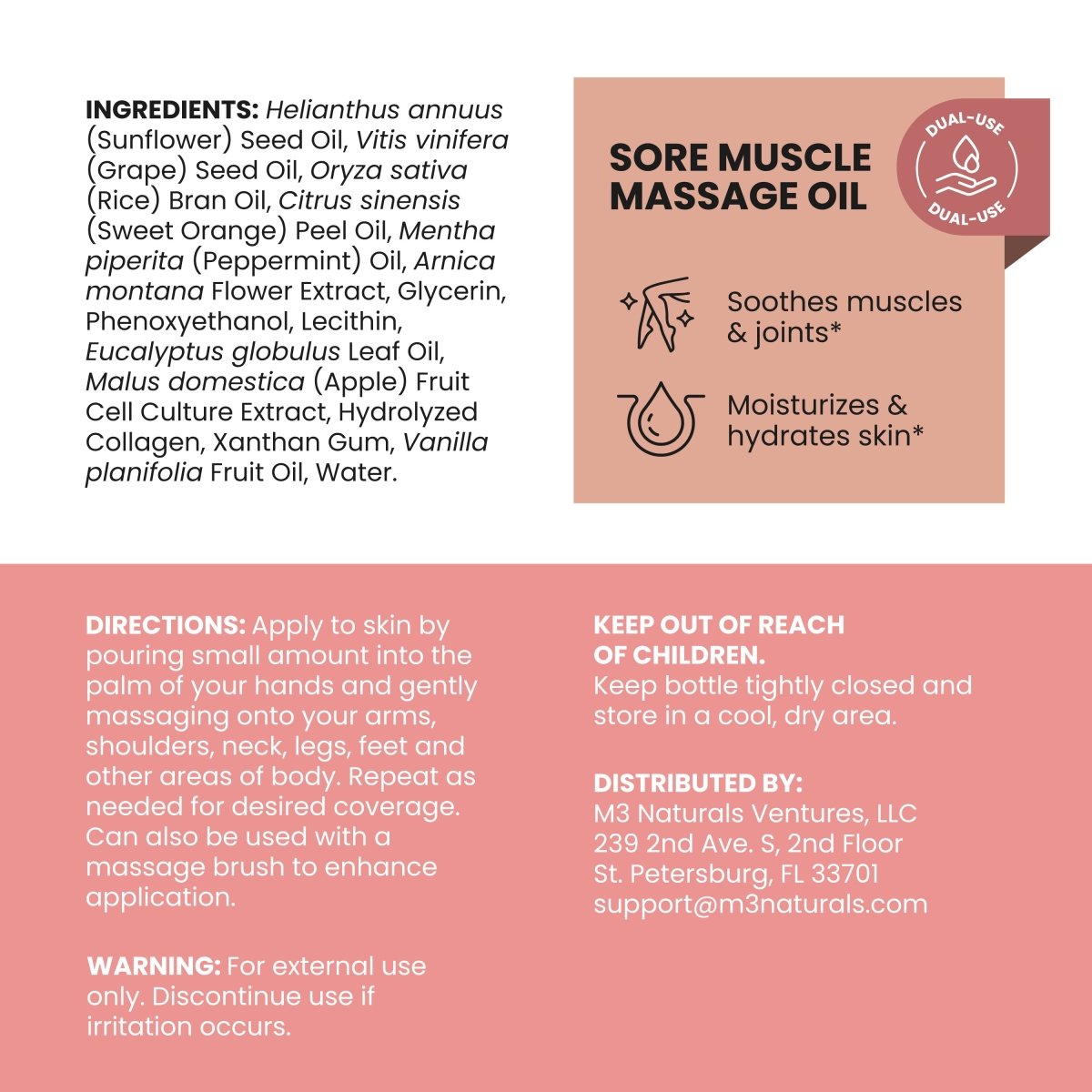 Sore Muscle Massage Oil, 8fl oz