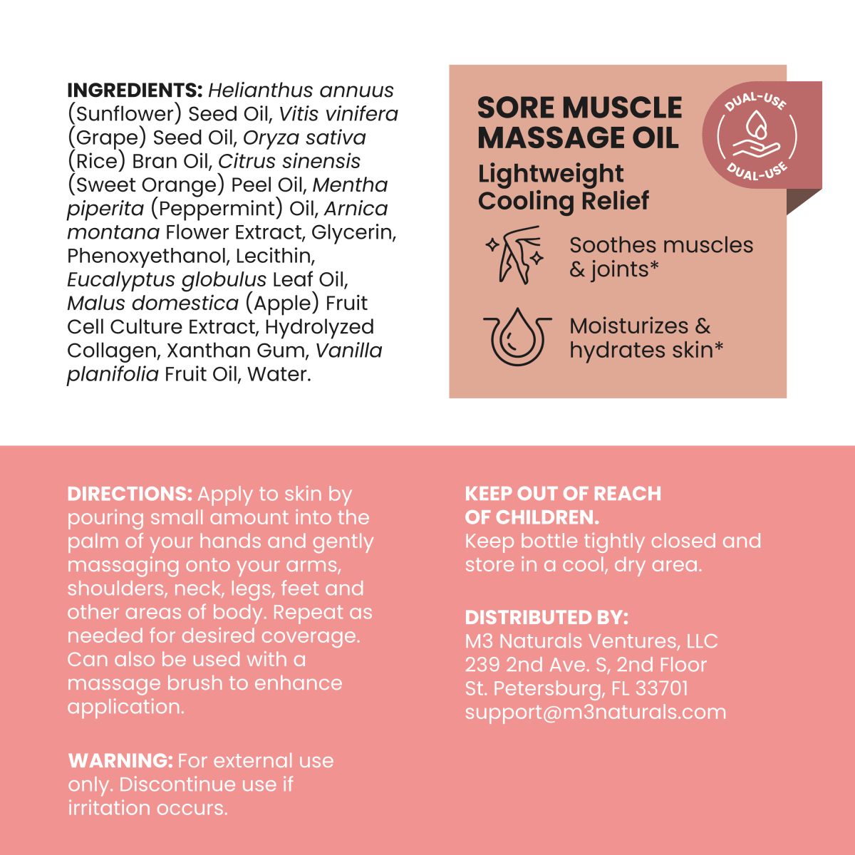 Sore Muscle Massage Oil & Anti Cellulite Massage Roller Bundle